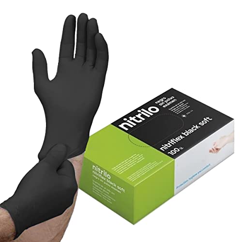 Sumedtec Guantes Nitrilo Talla S (Pack 100 uds), Guantes Nitrilo Desechables, Guantes Nitrilo Negro, Guantes Desechables Nitrilo, Guantes Sin Polvo, Guantes Negros (LATEX FREE)