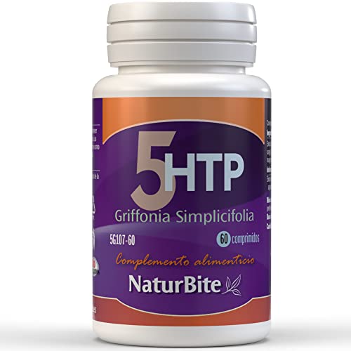 Naturbite 5-Htp 60 Comprimidos. Promueve la relajación y reduce el estrés, Ayudando Al Estado De Ánimo. Mejora El Sueño Natural y el Descanso Tranquilo
