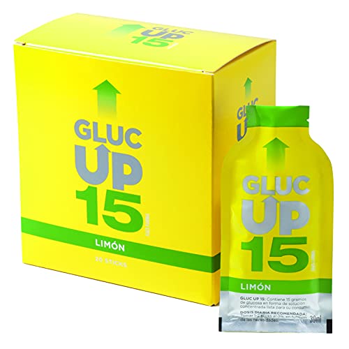 Gluc Up Gluc Up 15 - Glucosa, Sticks 30 ml. x 20 uds, Sabor limón, Indicado para bajadas de glucosa 140 ml