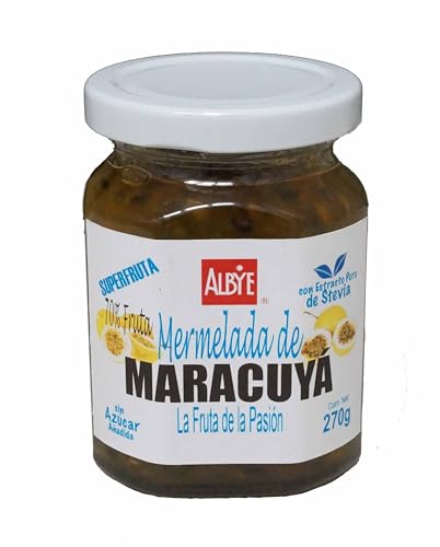 Mermelada de Maracuya Premium, la Fruta de la Pasion, Gourmet Artesanal, endulzada con Extracto de Stevia Pura, Sin Azucar Añadida, 100% Saludable, 270g; El Caviar de las Mermeladas!