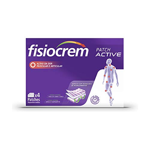FISIOCREM Parche Active - 4 Parches - Tecnología de Microcorrientes - Alivio del Dolor Muscular, Articular y Contracturas - 24h de Alivio y Adhesión