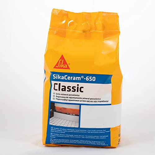 SikaCeram-650 Classic, Negro, Junta mineral porcelánica, Lechada de cemento coloreada para relleno de juntas de 1-6 mm en paramentos y pavimentos interiores y exteriores, 5 kg