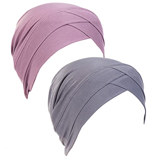 Xiangmall 2 Piezas Sombrero de Quimio Slouchy Beanie Elástico Pañuelo la Cabeza Turbante Oncologicos para Mujer Cáncer Pérdida de Pelo