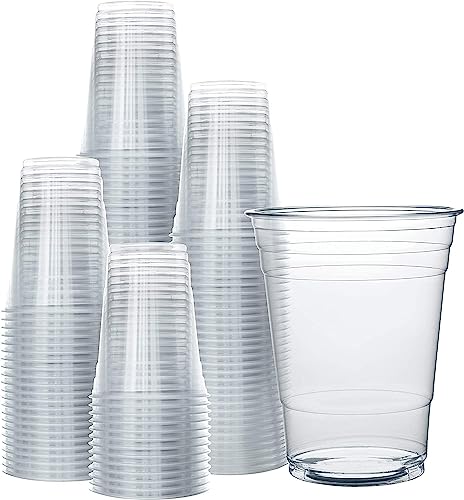 100 Vasos de Plástico Desechables Transparentes - Vaso Reutilizable hecho con Material Ecológico - Vasos ideales para Fiestas, Cumpleaños y Navidad - 200 ml (100 Vasos)