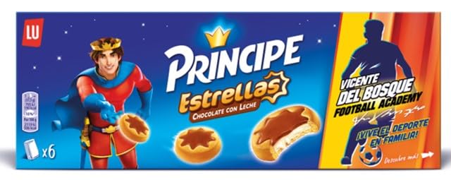 Príncipe Estrellas Galletas Rellenas de Crema de Leche y Cubiertas de Chocolate con Leche en Forma de Estrella 225g
