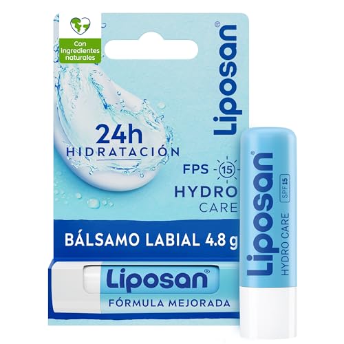 Liposan Hydro Care FPS 15 (1 x 4,8 g), cacao de labios con 24 horas de hidratación, bálsamo labial con protección solar, bálsamo hidratante para unos labios bonitos y suaves