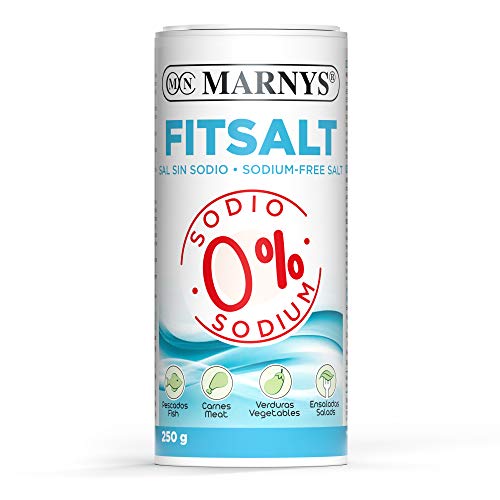 Sal Sin Sodio - Fitsalt - Sal 0% Sodio, Ideal para dietas bajas en sodio, Ayuda a tu corazón - Bote 250 g