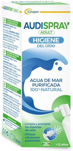 AUDISPRAY Adult para la higiene del oído diaria con 100% agua de mar purificada, Limpia y previene la formación de tapones de cera, 50 ml