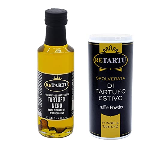 Set Trufa Negra: Polvo de Trufas 100 gr y Condimento con aceite de Oliva Virgen Extra 100 ml