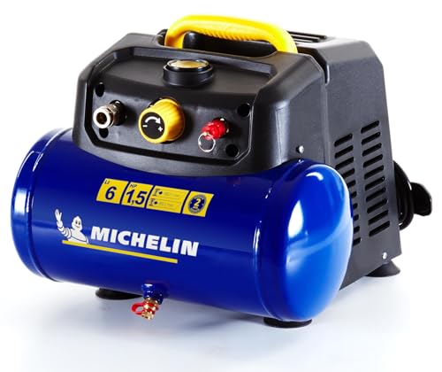 MICHELIN - Compresor de Aire CA-1129581037 - 1.5 HP - 8 Bar - 6L Capacidad - Silencioso - Portátil - Sin Aceite
