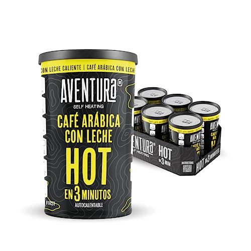 Aventura Self Heating Bebidas Autocalentables - Café con Leche 6 Unidades de 205ml