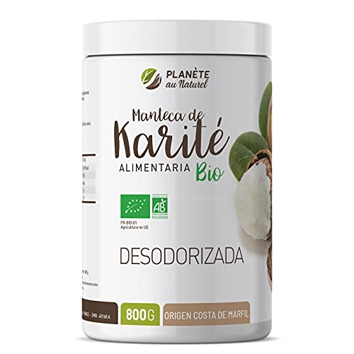 Manteca de Karité Orgánica 800g - 100% Vegetal y Desodorizada - Uso alimentario