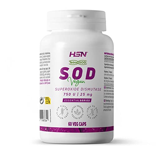 SOD Superóxido de dismutasa 30000 UI/g de HSN | 60 Cápsulas Vegetales - Materia Prima: TetraSOD - Potente Antioxidante de Origen Natural: microalga Tetraselmis chuii | No-GMO, Vegano, Sin Gluten