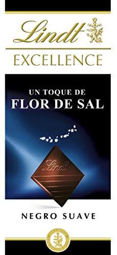 Lindt Excellence Tableta de Chocolate Negro, tableta de chocolate puro, chocolate negro aromático, extrafino, con un Toque de Flor de Sal, 100g
