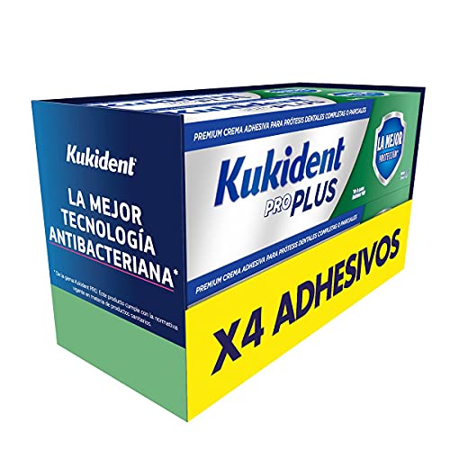 Kukident Pro Plus Crema Fijadora para Prótesis Dental (Pack 4 x 40 gr), Mejor Protección
