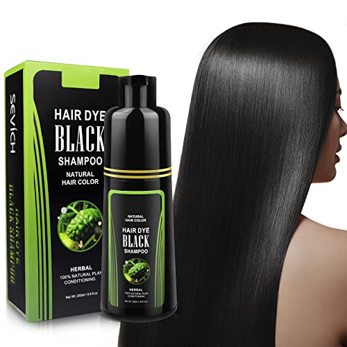 Champú natural para el cabello negro, champú de blanco a negro para hombres y mujeres, champú para teñir el cabello con tinte de depilación blanco (250 ml)