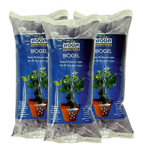 Aqua Control Biogel C21403, Agua Sólida para tus Plantas, Ideal para Riego en Vacaciones, Hasta 30 Días sin Regar - 400 ml (Pack de 3)
