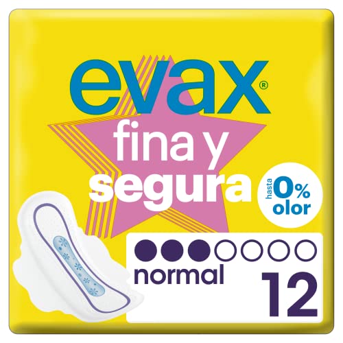 Evax Fina y Segura Compresas con Alas, Normal, 12 Unidades, Hasta 0% Olor