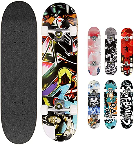 Smibie Skateboards Pro 31 Pulgadas monopatín Completo para Adolescentes, Principiantes, niñas, niños y Adultos, 9 Capas de Madera de Arce