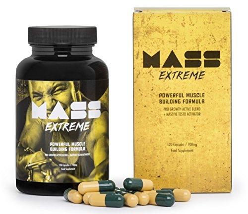 MASS EXTREME Premium - El suplemento para desarrollar la masa muscular, un desarrollo espectacular de la forma del cuerpo, ¡ideal para todos los hombres! Paquete básico 120 cápsulas / 700 mg