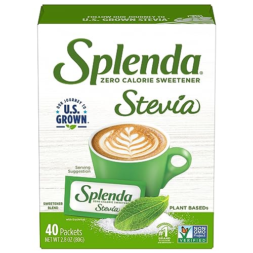 SPLENDA Edulcorante natural de Stevia: sin calorías, todo sustituto natural del azúcar sin sabor amargo. Paquetes granulados de 40 porciones individuales (paquete de 1)