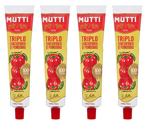 Tubo de salsa de tomate concentrado triple Mutti 185gr 6.4 onzas, paquete de 4
