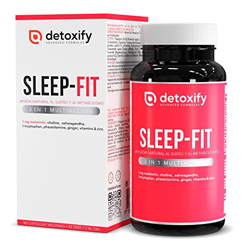 Detoxify Sleep-Fit | Adelgazante Nocturno Muy Rápido para 45 Días | Quemagrasas Potente | Pastillas de Melatonina Ashwagandha Triptófano Keto | Bloqueador Carbohidratos