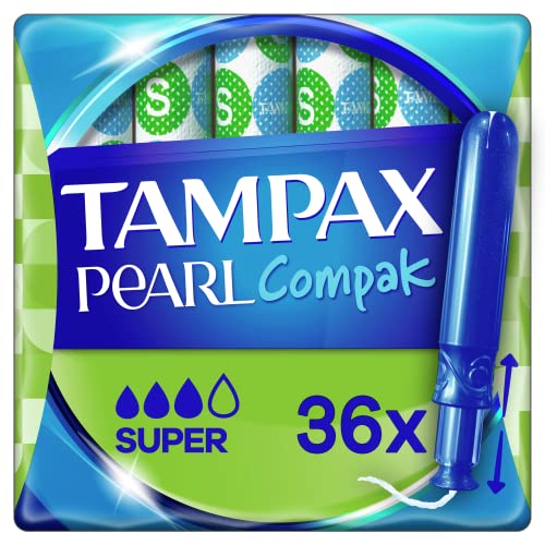 Tampax Compak Pearl Super Tampones Con Aplicador, Combinación Líder De Tampax De Comodidad, Protección Y Discreción, 36 Unidades