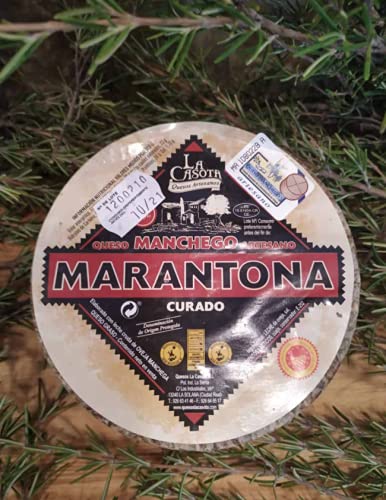 Queso Marantona La Casota Curado: Elaborado con leche cruda de oveja manchega, un sabor auténtico y artesanal. Peso del producto1.05 Kilogramos