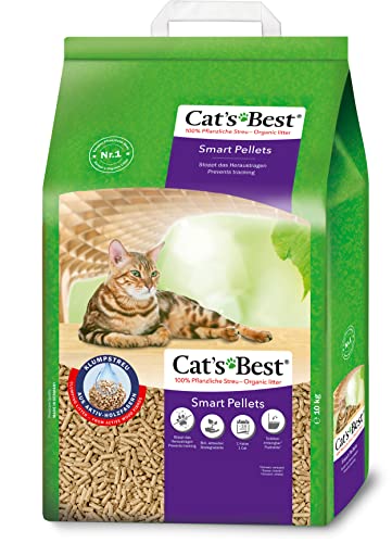 Cat's Best Arena para Gatos Aglomerante Smart Pellets (10 kg). Tierra para Gatos de hasta 7 Semanas de Uso. Lecho para Gatos Natural Absorbente.