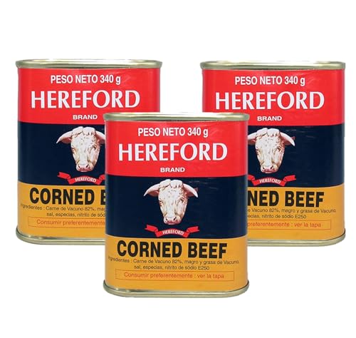 Hereford Carne Vacuna en Conserva 340 gr - Pack de 3 unidades Promoo - Corned Beef