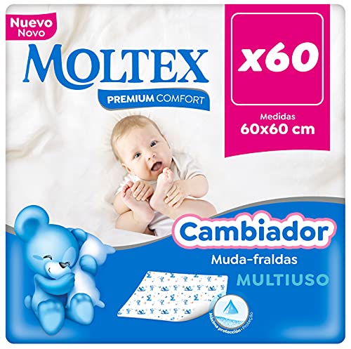 Moltex Premium Comfort Cambiador Desechable para bebé (60x60 cm) - 60 Cambiadores (6 bolsas de 10 Unds)