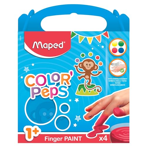 Pintura a dedos maped color peps caja de 4 botes colores surtidos 80 gr