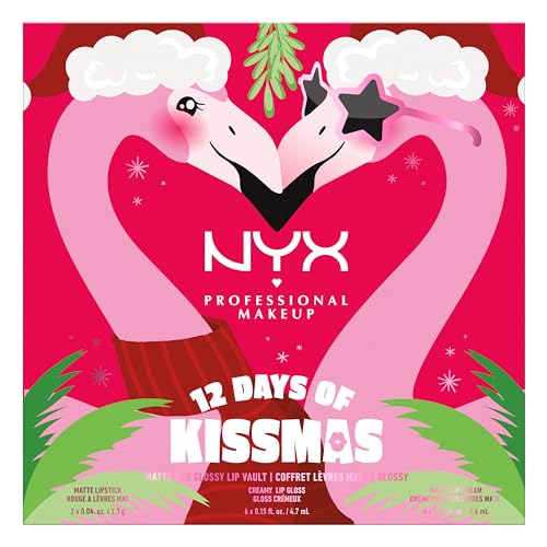 NYX Professional Makeup Calendario de adviento de labios de 12 días de Kissmas, juego de maquillaje navideño cuenta regresiva