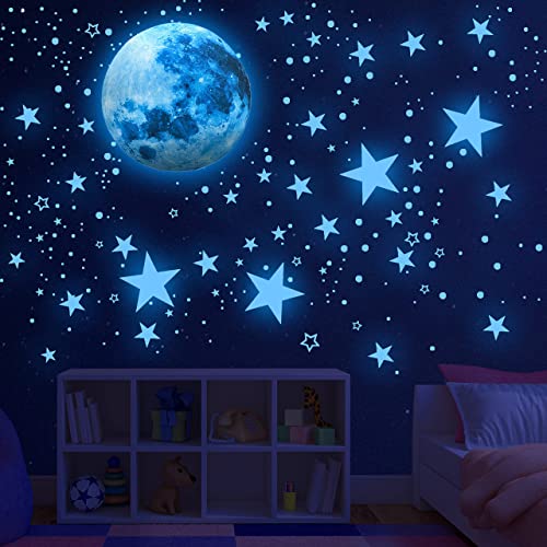 498Pcs Estrellas Fluorescentes para Techo Pegatinas Pared Niños Luminoso Pegatinas de Pared Luna Estrellas Puntos Pegatinas Infantiles Fluorescente Decoracion Pared Niños Habitación Sala Dormitorio
