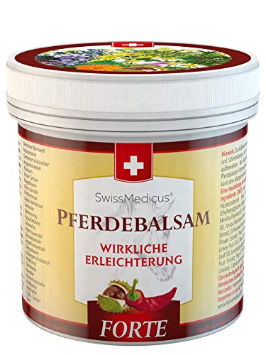 SwissMedicus - Pferdebalsam cálido extra fuerte, pomada Pferdesalbe Forte 500 ml, gel de masaje cálido para la espalda y las articulaciones, ideal para deportistas, contiene 25 extractos de hierbas