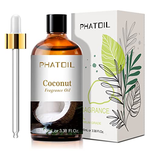 PHATOIL Aceites Esenciale de Coco 100 ml, Aceite Esencial de Aromaterapia, Aceite Esenciales para Humidificador, Difusor