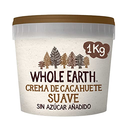 Whole Earth - Crema de Cacahuete - 1 kg - Sin Azúcar Añadido y Sin Gluten - Apta para Veganos - Fuente de Fibra y Proteínas - Ideal para Untar en Pan o Tostadas