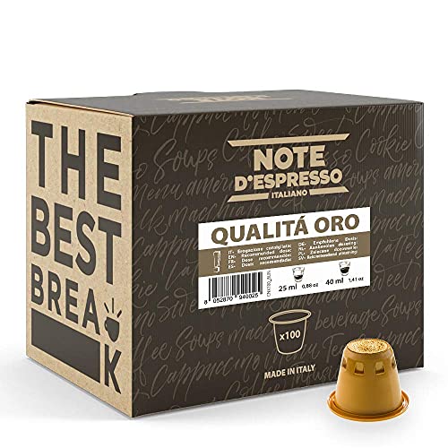 Note d'Espresso - Qualità Oro - Cápsulas de Café - Compatibles con Cafeteras NESPRESSO* - 100 caps
