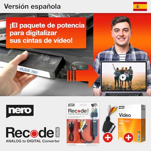 Nero VHS to USB Video Grabber Recode Stick incl. software de edición de vídeo | edición de vídeo | digitalización de cintas de vídeo