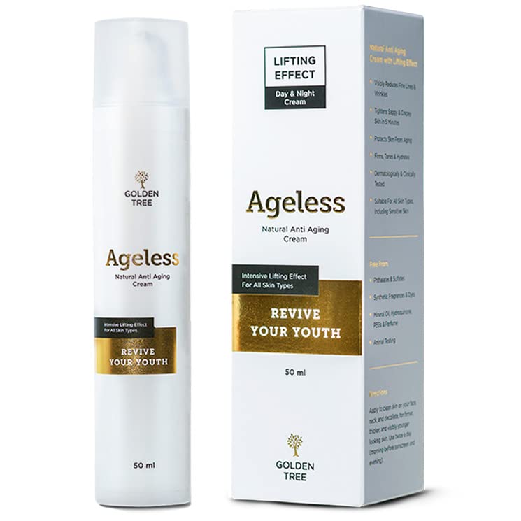 Golden Tree Ageless Crema facial antiarrugas, antiedad, para el cuidado de la piel, aumenta el colágeno y la elastina, mejora el volumen cutáneo y la rejuvenece, suaviza las arrugas