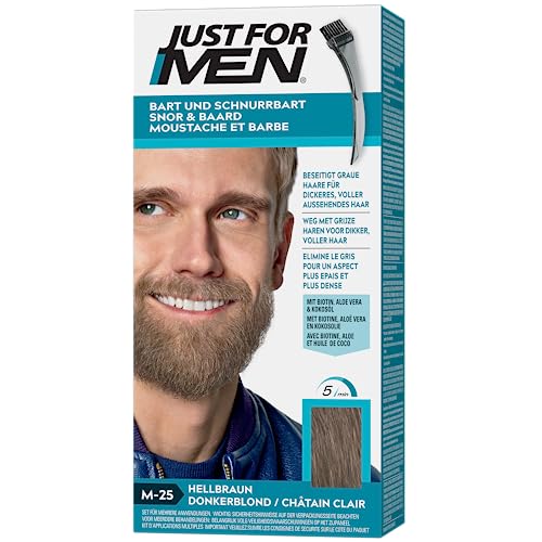 Just for men M25 - Colorante para bigote y barba, color castaño claro, elimina las canas para un aspecto más tupido y abundante