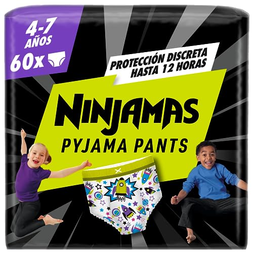 Dodot Ninjamas pañales para Niño 4-7 Años (17-29 kg), 60 Unidades, Pañal con Protección Anti-Fugas Durante la Noche