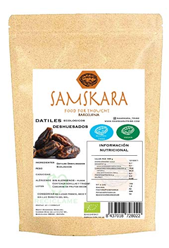 Datiles Deshuesados Ecologico BIO 1kg Samskara Organic Seedless Dates | for Vegan/Raw Cakes/Energy Bars/Smoothies (1kg)