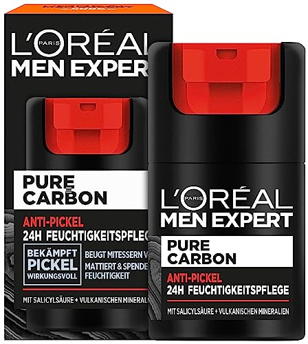 L'Oréal Men Expert Pure Carbon, crema hidratante contra las espinillas, combate eficazmente las espinillas 1 x 50 ml