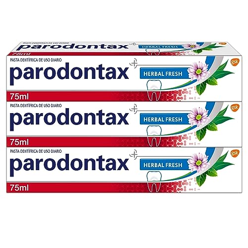 Parodontax, Herbal Fresh, Pasta de Dientes, Ayuda a Detener y Prevenir el Sangrado de Encías, Sabor Eucalipto y Menta, Pack 3x75 ml