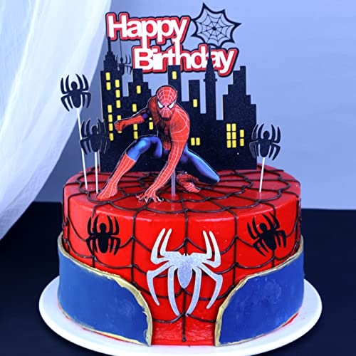 9 decoraciones para tartas de cumpleaños de superhéroe, Spiderman, superhéroe, Spiderman, decoración para tartas de cumpleaños de superhéroe, decoración de cupcakes para niños, niñas, suministros de