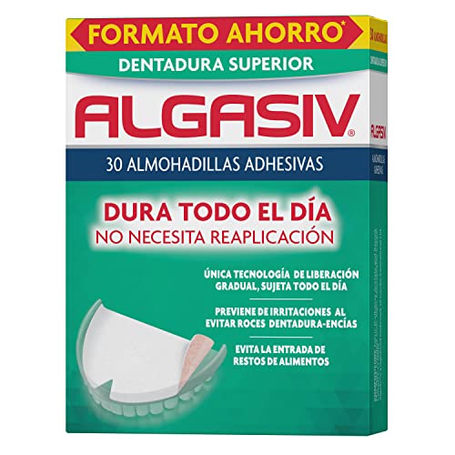 ALGASIV Almohadillas Adhesivas para Dentaduras Postizas Superiores, Dura Todo el Día y Protege las Encías, 30 Unidades