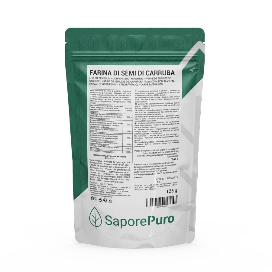 Saporepuro Harina de semillas de algarroba 125 gr – Ideal para helados y sorbete