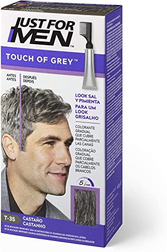 Just For Men Touch Of Grey, Tinte Pelo Hombre Castaño, Reduce Parcialmente Las Canas, Con Aplicador, Sin Amoníaco Ni Peróxido - T35